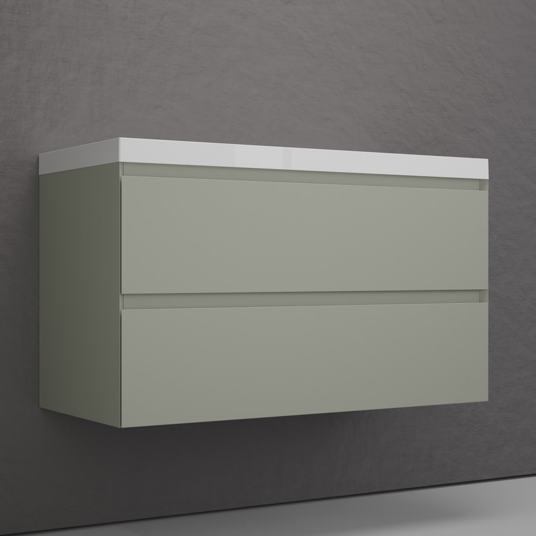 Symbolite Тумба под умывальник Манхэттен 100 Plus 2 ящика + Asti 100x45 (подвесная, олива/антрацит)