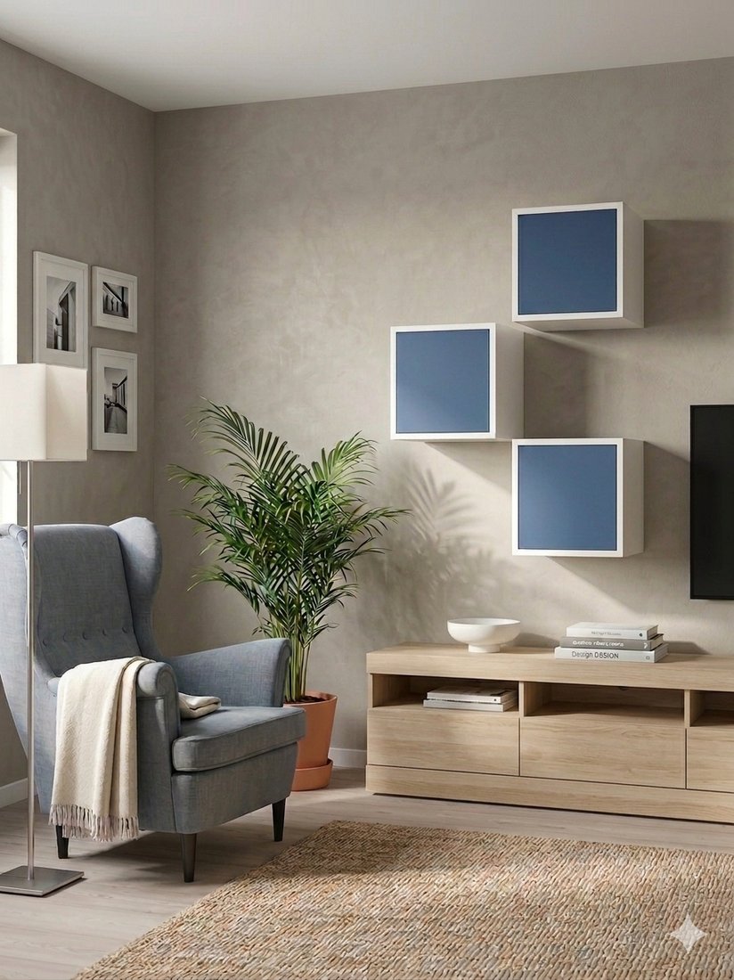 Полка ML Smart Group Соколянка 35x25x35 (фарфор белый/синий дымчатый/Синий дымчатый )
