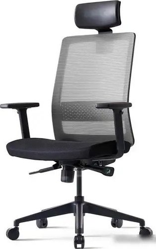 Офисное кресло Bestuhl S30 Black Pl с подголовником и подлокотником (черная сетка/серая ткань)