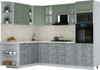 Готовая кухня Интерлиния Мила Шато 1.88x2.6 ВТ LV (мята/керамика/опал светлый)