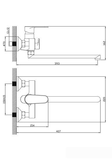 Смеситель Diadonna D86-222117BL