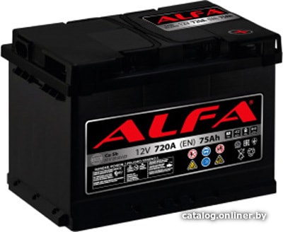 Автомобильный аккумулятор ALFA Hybrid 75 R (75 А·ч) Автомобильный аккумулятор ALFA Hybrid 75 R (75 А·ч)