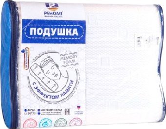 Спальная подушка Реноме Memory Foam Эргономика с гелем 50x38x12 14/302