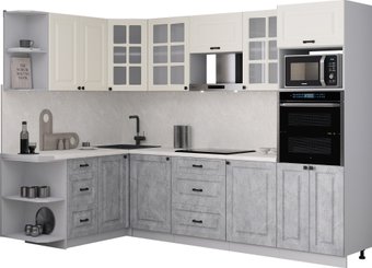 Готовая кухня Интерлиния Мила Деко 1.68x2.8 LV (керамика/белый/опал светлый)