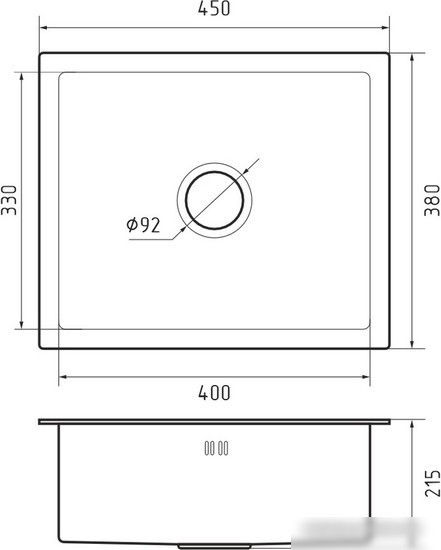 Кухонная мойка GranFest Metal нержавеющая сталь AISI 304 GF-4538 (с сифоном)