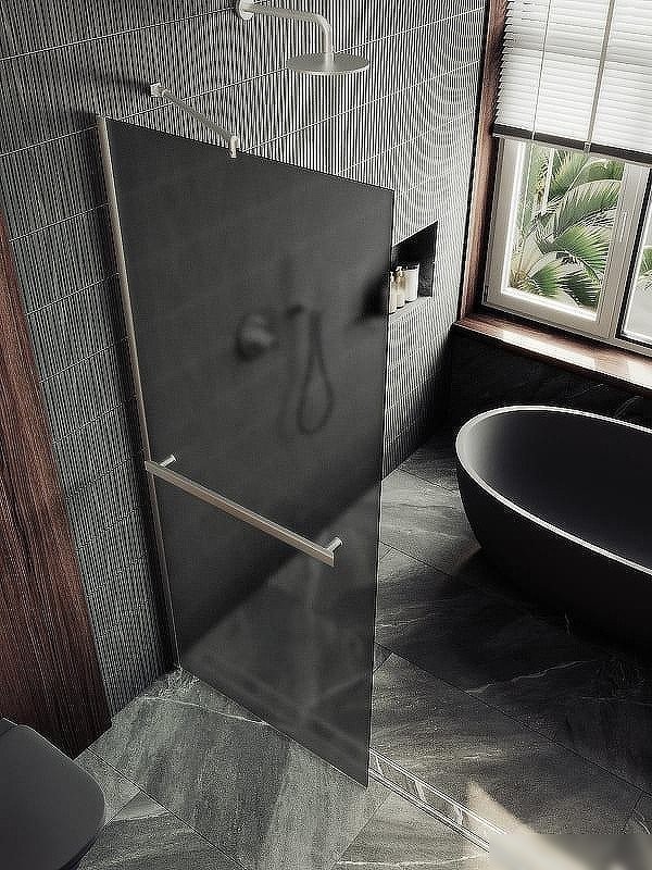 Душевая стенка MaybahGlass 99x195 MGD-1462-5ш (графитовое матовое стекло/хром матовый)