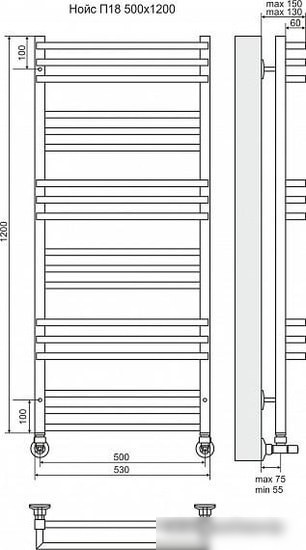 Полотенцесушитель TERMINUS Нойс П18 (530x1200)