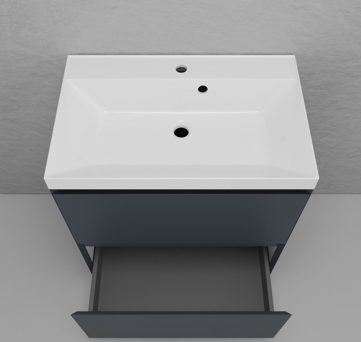Symbolite Тумба с умывальником Манхэттен 70 Plus 2 ящика + Asti 70x45 (графит/серый шелк)