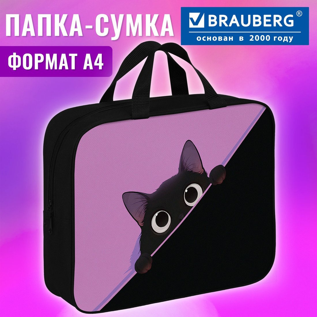 Папка-портфель BRAUBERG Прячущийся котик 274506