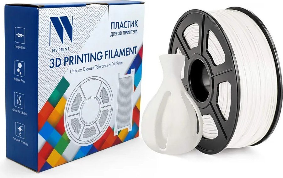 Пластик NV Print NV-3D-ASA-WHITE (1.75мм, 1кг, белый)