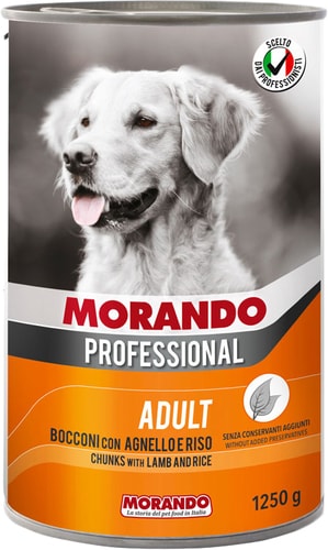 Консервированный корм для собак Morando Professional Adult крупные кусочки с ягненком и рисом 1.25 кг