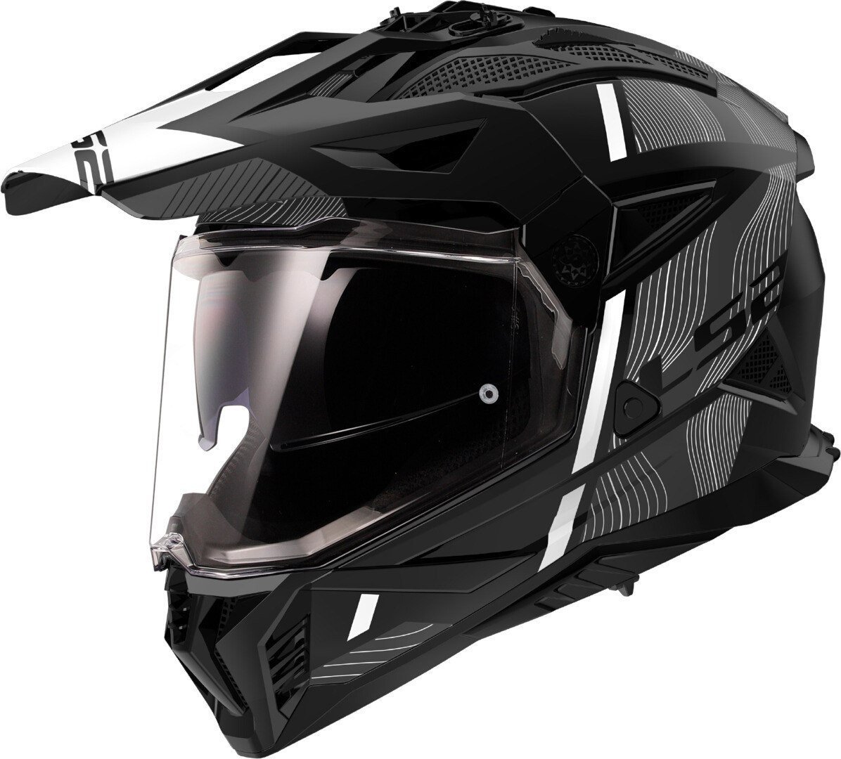 Мотошлем LS2 MX702 Pioneer 2 Hill (S, черный/белый матовый)