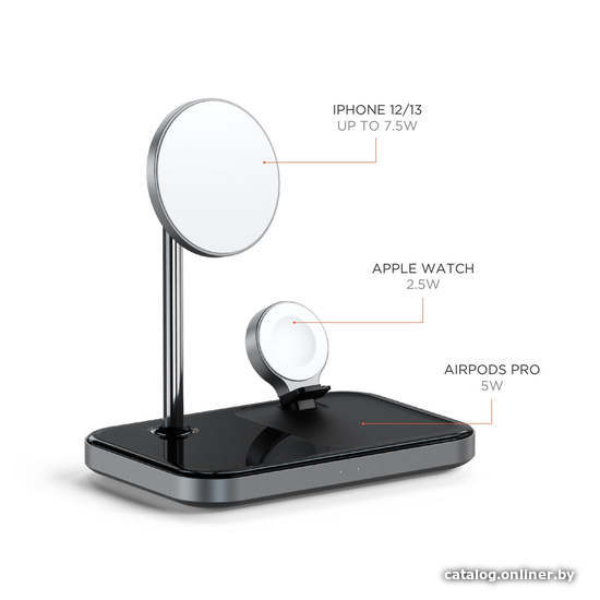 Беспроводное зарядное Satechi 3-in-1 Magnetic Wireless Charging Stand