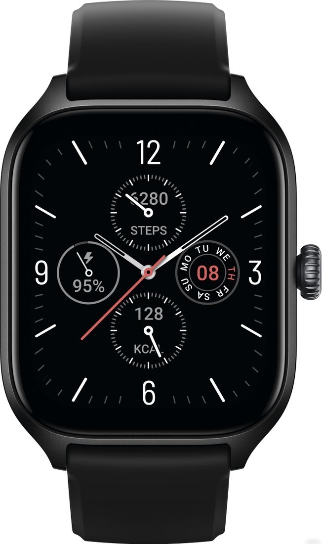 Умные часы Amazfit GTS 4 (черный, с черным ремешком из фторэластомера)