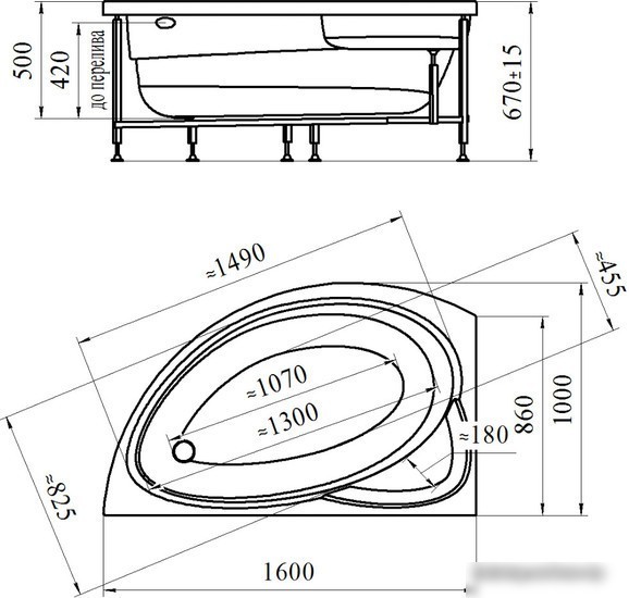 Фронтальный экран под ванну Vannesa Модерна 160 R 2-21-0-2-0-214 (фронтальный)