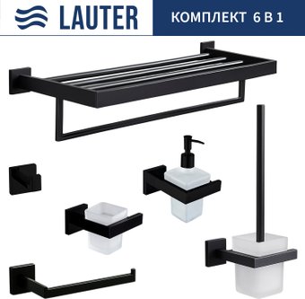 Набор аксессуаров для ванной Lauter 21SH71062+21SH71092+21SH71072+21SH71092+21SH71152+21SH71112 (Matt Black, 6 предметов)