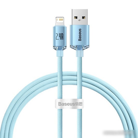 Кабель Baseus Crystal Shine USB Type-A - Lightning (1.2 м, голубой)