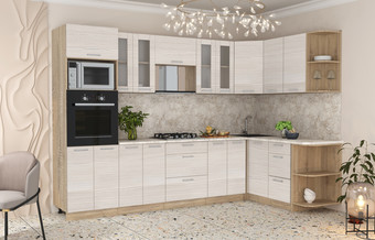 Готовая кухня Интерлиния Мила 1.68x3.0 правая (вудлайн кремовый/малага)