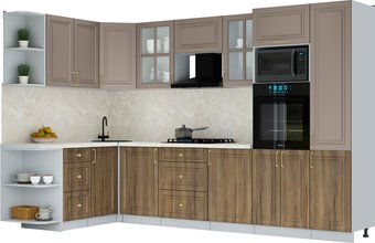 Готовая кухня Интерлиния Мила Шато 1.68x3.2 ВТ LV (луна/дуб вотан/опал светлый)