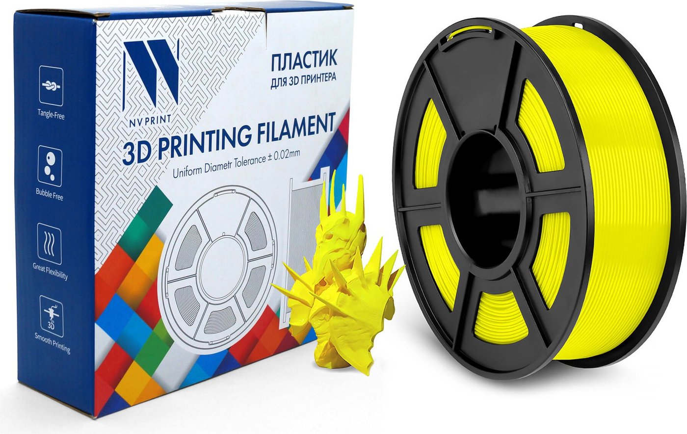 Пластик NV Print NV-3D-PLA-YELLOW (1.75мм, 1кг, желтый)