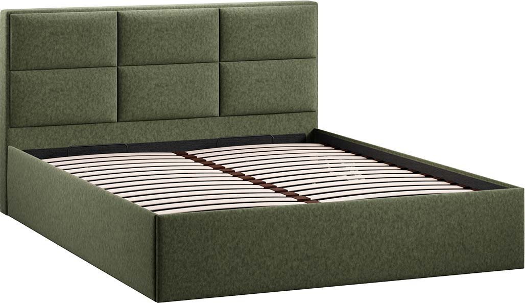 Кровать Трия Стелла Тип 1 c ПМ и заглушиной 160x200 (микровелюр Jercy Deep Green)
