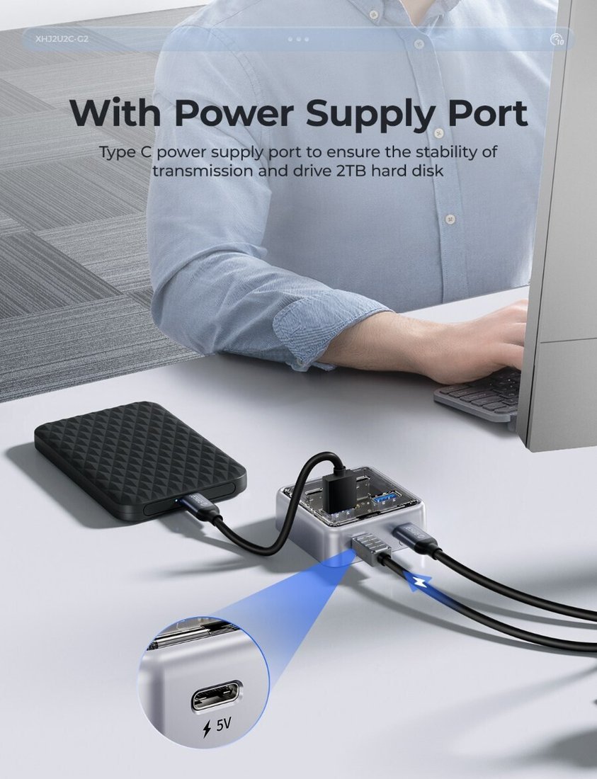 USB-хаб Orico XHJ2U2C-G2-10-GY-BP