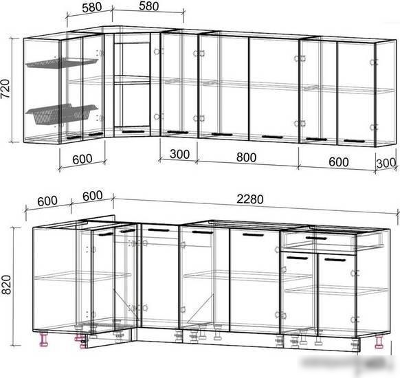 Готовая кухня Интерлиния Мила 12x23 без столешницы (бетон/бетон)