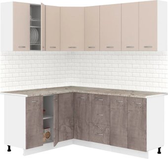 Готовая кухня Кортекс-мебель Корнелия Лира 1.5x1.9 (капучино/оникс/марсель)