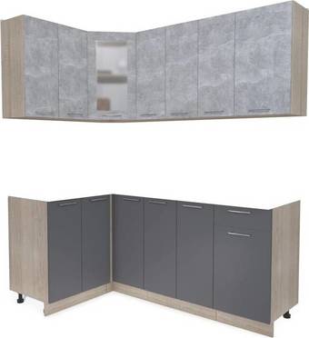 Готовая кухня Интерлиния Мила 12x19 без столешницы (бетон/антрацит)