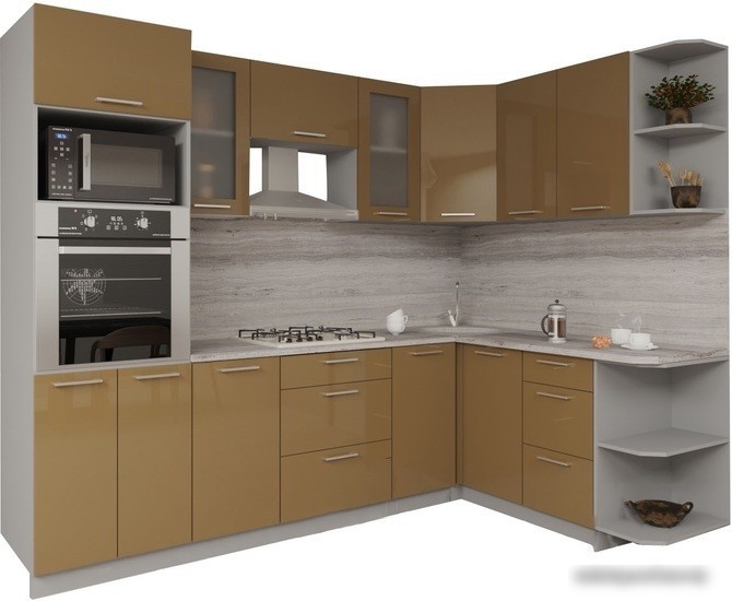 Готовая кухня Интерлиния Мила Gloss 1.68x2.8 правая (капучино) Готовая кухня Интерлиния Мила Gloss 1.68x2.8 правая (капучино)