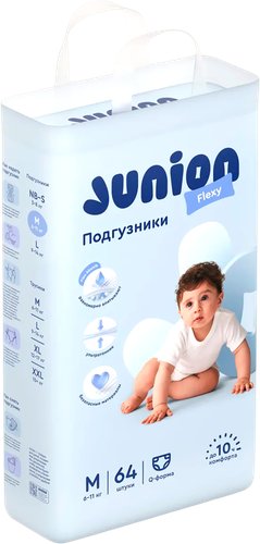 Подгузники Junion Flexy M 6-11кг UTDM64 (64 шт)