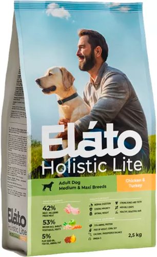 Сухой корм для собак Elato Holistic Lite Для средних и крупных пород с курицей и индейкой (2.5 кг)