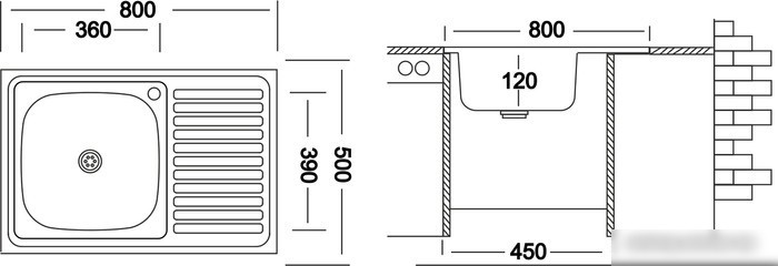 Кухонная мойка Ukinox STD800.500 5C 0R
