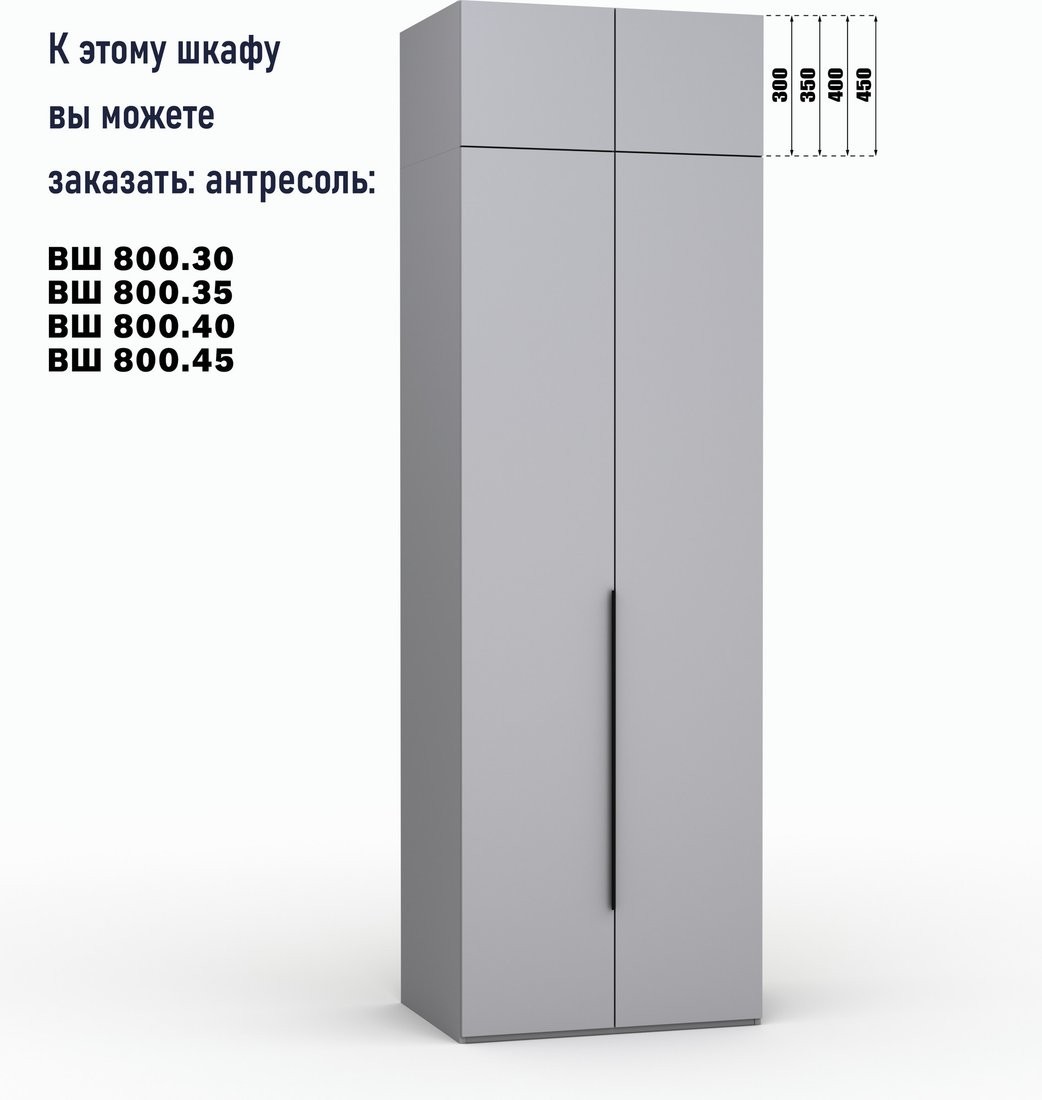 Шкаф распашной Кастанье Модерн Ш 800.3 (серый шифер)