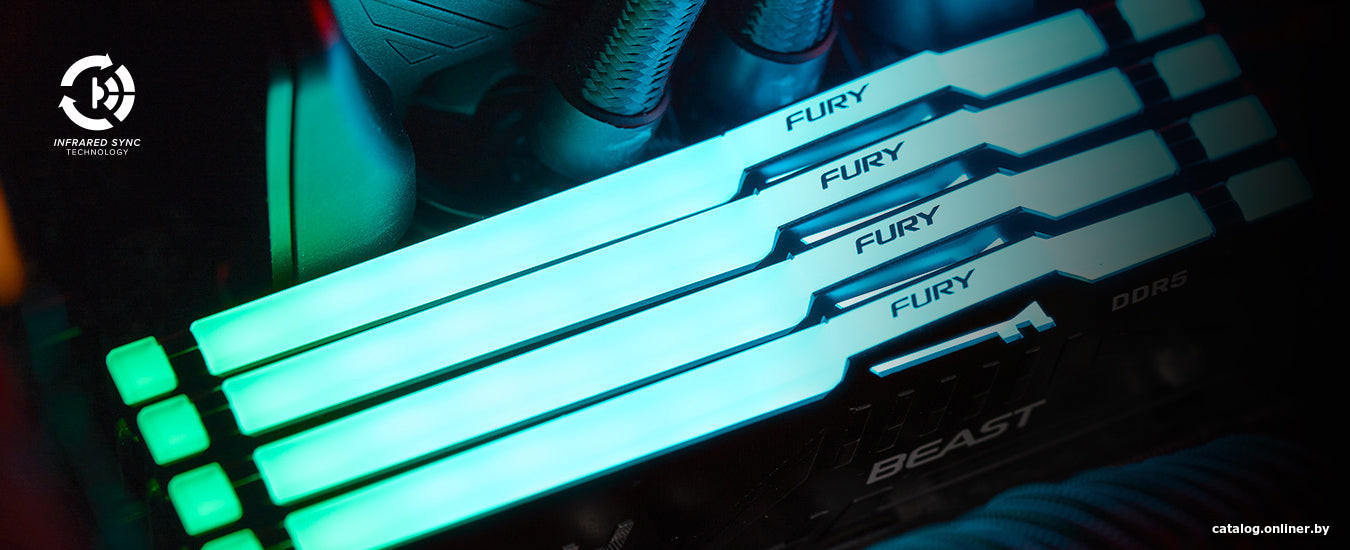 Оперативная память Kingston FURY Beast RGB 4x16ГБ DDR5 5600 МГц KF556C40BBAK4-64