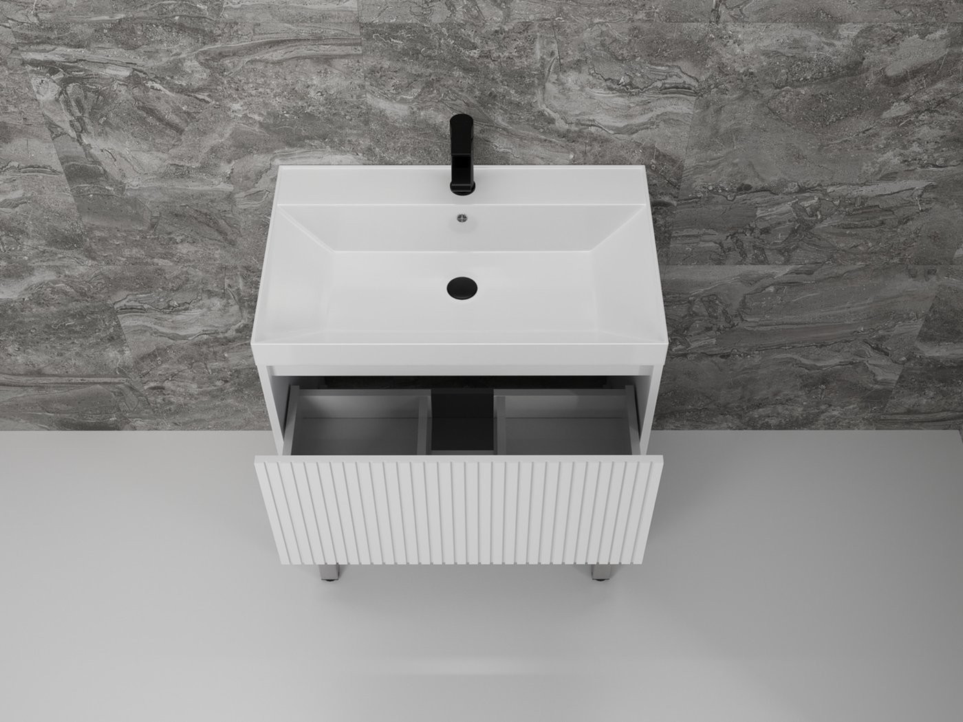 Symbolite Тумба под умывальник Стокгольм 70 Classic Push 2 ящика (белый рифленый софт)