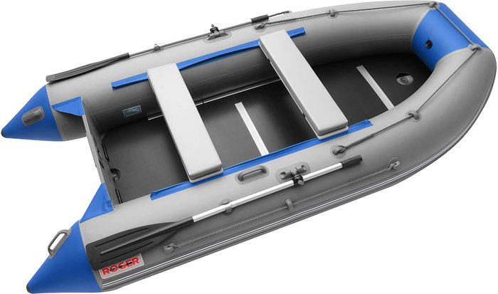 Моторно-гребная лодка Roger Boat Hunter Keel 3500 (малокилевая, серый/синий)
