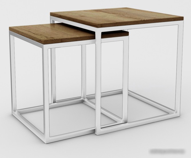 Журнальный столик Hype Mebel Дуэт 40x50-100 (белый/дуб галифакс олово) Журнальный столик Hype Mebel Дуэт 40x50-100 (белый/дуб галифакс олово)