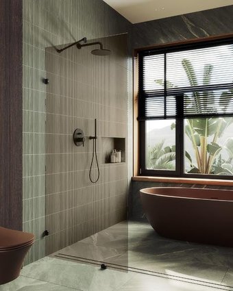 Душевая стенка MaybahGlass 79x195 MGD-262-6 (бронзовое стекло/черный)