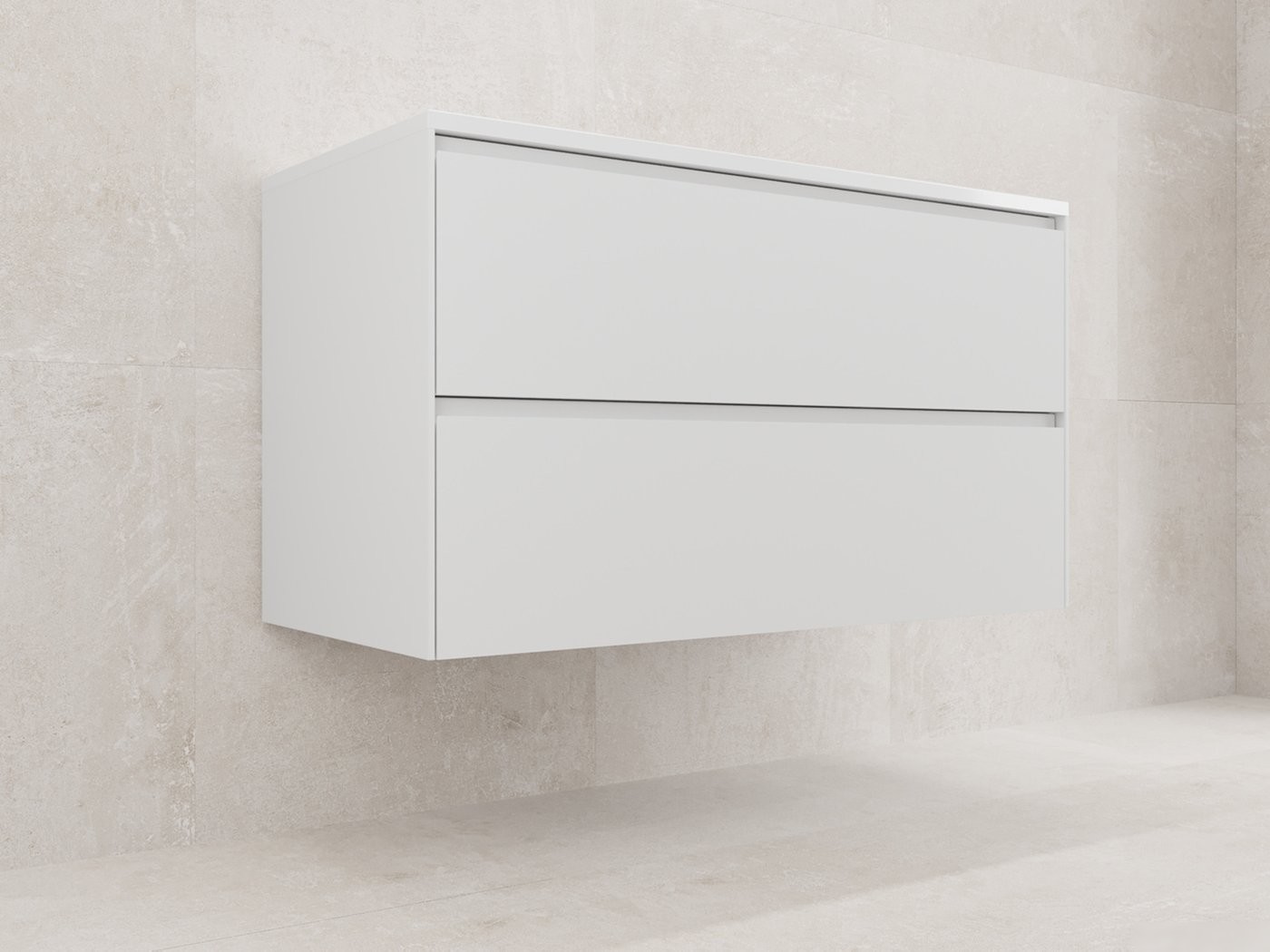 Symbolite Тумба под умывальник Лима 100 Line Plus 2 ящика + Line 100x48 (подвесная, белый матовый/серый шелк)