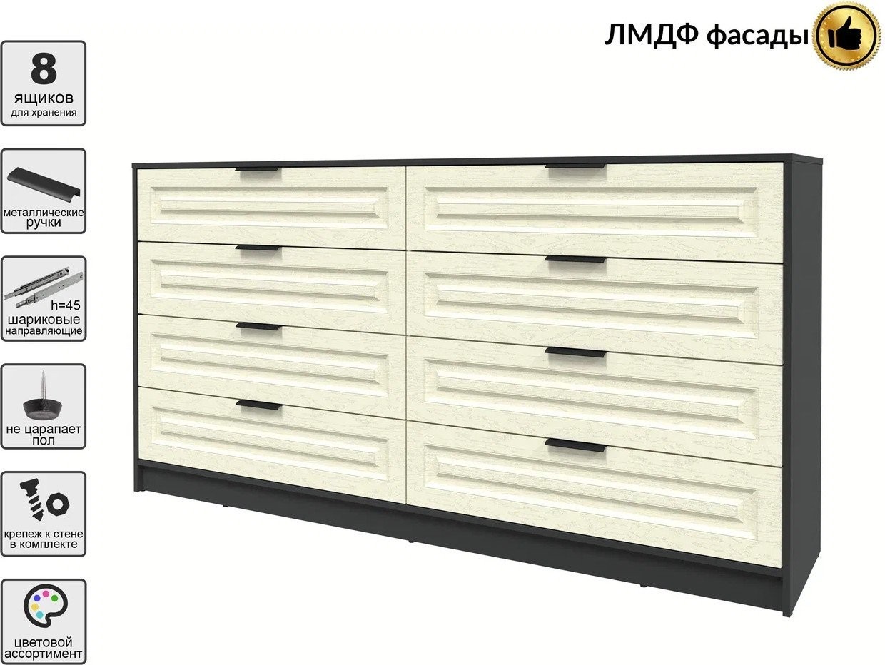 Комод Интерлиния Концепт КТ-К197 Деко (антрацит/дуб снежный)