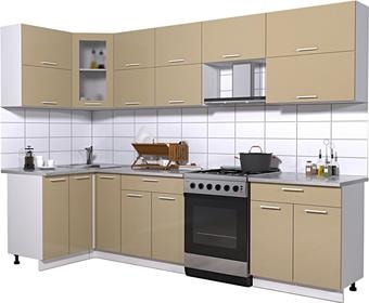 Угловая кухня Интерлиния Мила Gloss 60-12x29 (капучино глянец)
