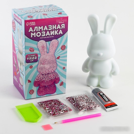 Набор для создания поделок/игрушек Школа талантов Алмазная мозаика на фигурке. Зайка 10225405 (розовый)