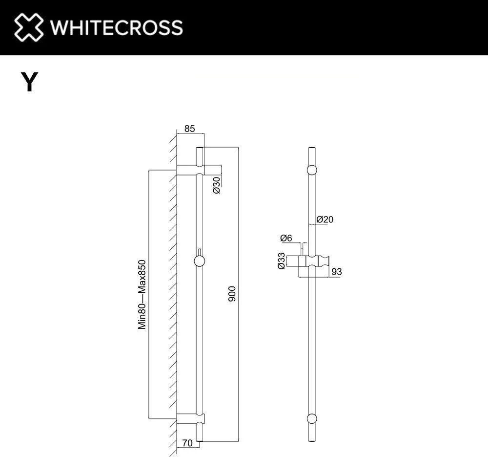 Душевая штанга Whitecross Y1020GM (оружейная сталь)