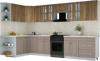 Готовая кухня Интерлиния Мила Шато 1.7x3.4 LV (дуб вотан/луна/опал светлый)