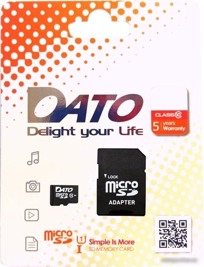 Карта памяти Dato microSDHC DTTF016GUIC10 16GB (с адаптером)