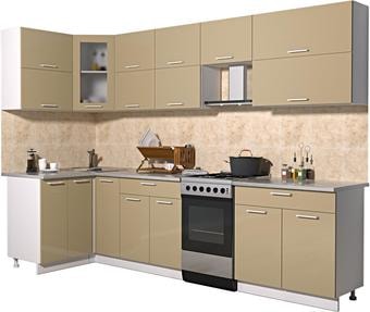 Угловая кухня Интерлиния Мила Gloss 50-12x29 (капучино глянец)