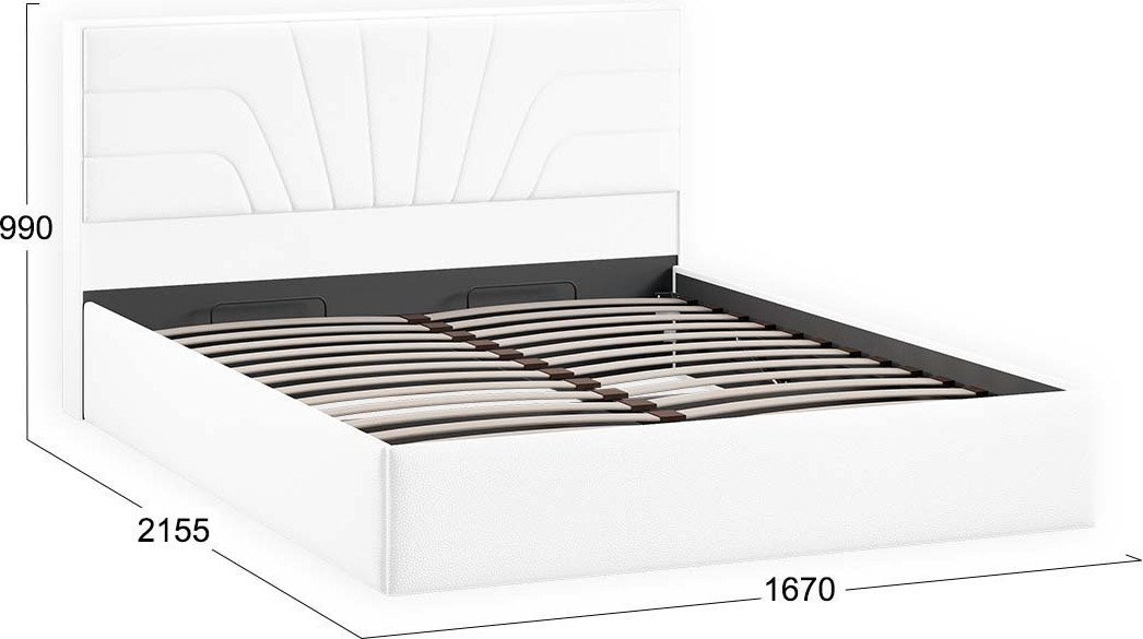 Кровать Трия Пандора с ПМ и заглушиной 160x200 Тип 1 (экокожа Polo white)