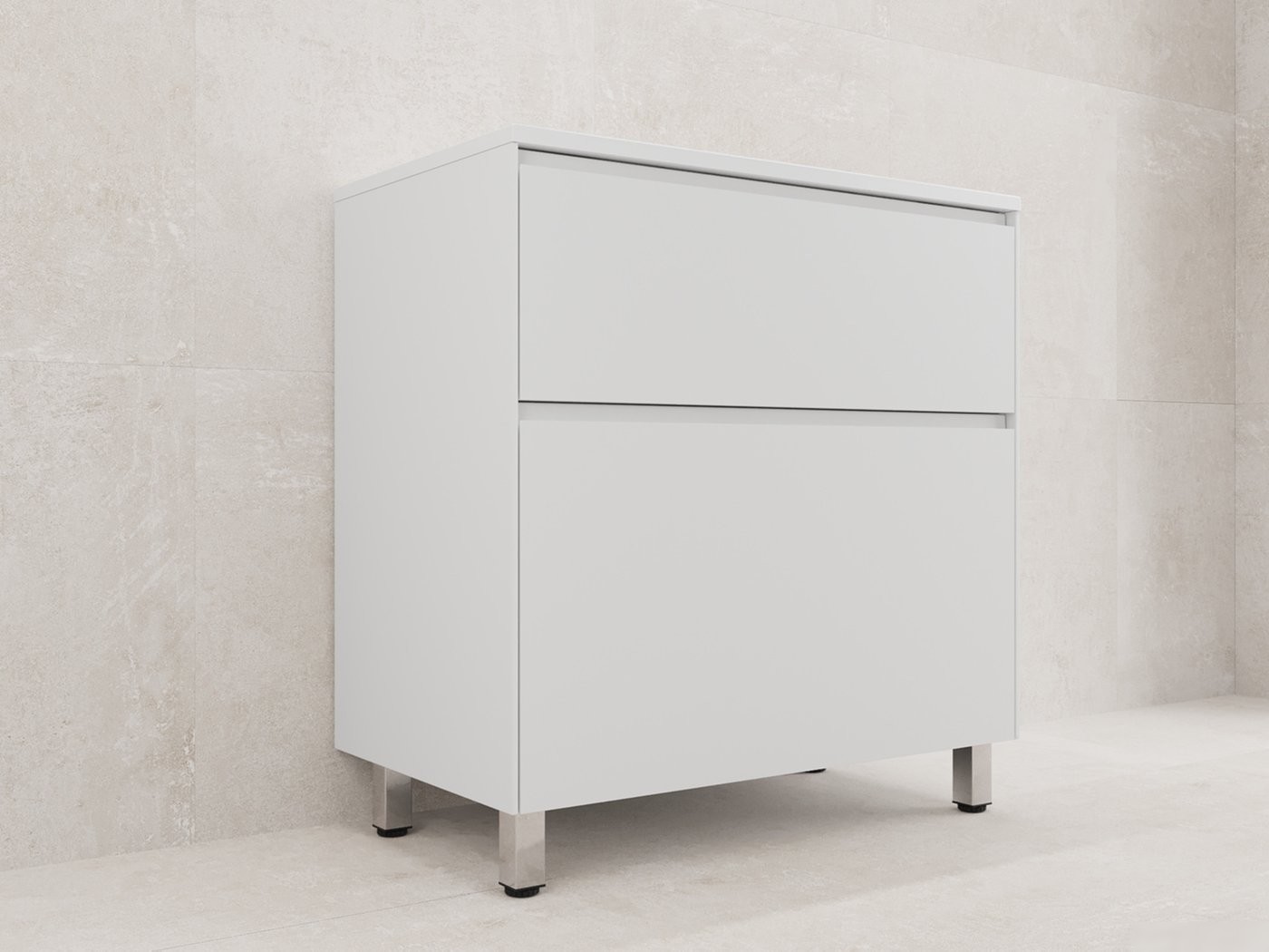 Symbolite Тумба под умывальник Лима 80 Line Plus 2 ящика + Line 80x48 (белый матовый/жасмин)