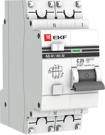 Дифференциальный автомат EKF PROxima АД-32-25А-10мА DA32-25-10-pro